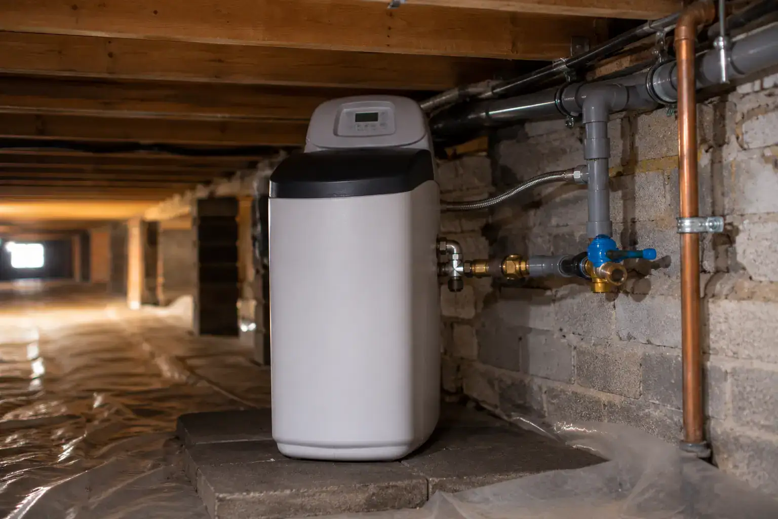 waterontharder in de kruipruimte